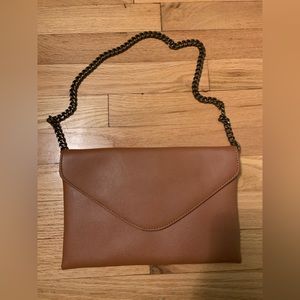 J crew brown leather envelope bag